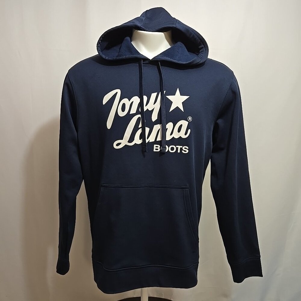 Tony Lama Boots Hoodie Adult Size Large Navy Blue Kangaroo Pocket Pullover